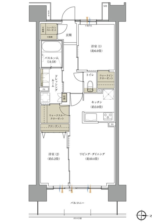 ザ・レジデンス松本深志 間取り Oタイプ（パークアリーナ）