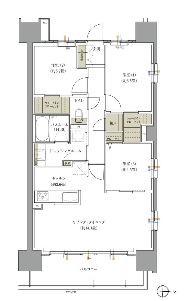 ザ・レジデンス松本深志 間取り Tタイプ（パークアリーナ）