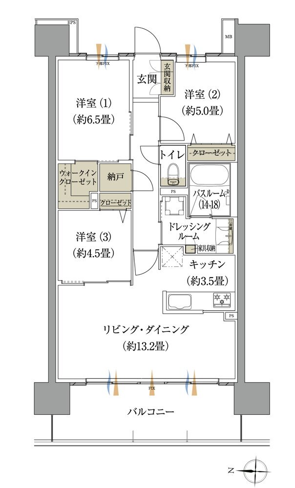 ザ・レジデンス松本深志 間取り Cタイプ（アルプスアリーナ）