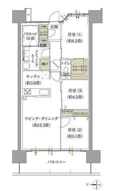 ザ・レジデンス松本深志 間取り Gタイプ（アルプスアリーナ）