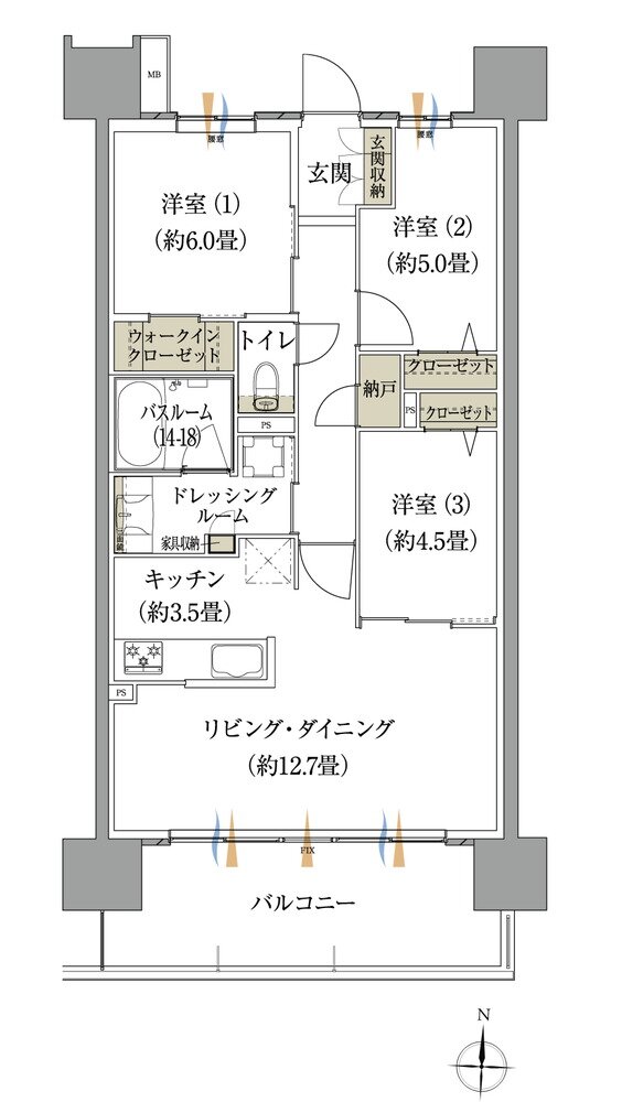 ザ・レジデンス松本深志 間取り Lタイプ（サウスアリーナ）