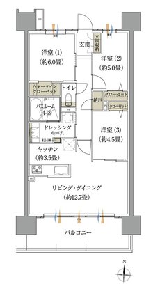 ザ・レジデンス松本深志 間取り Lタイプ（サウスアリーナ）