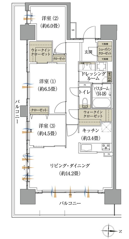 ザ・レジデンス松本深志 間取り Mタイプ（パークアリーナ）