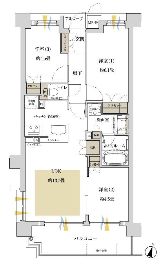 ワコーレ神戸上筒井通レジデンス 間取り B2 type