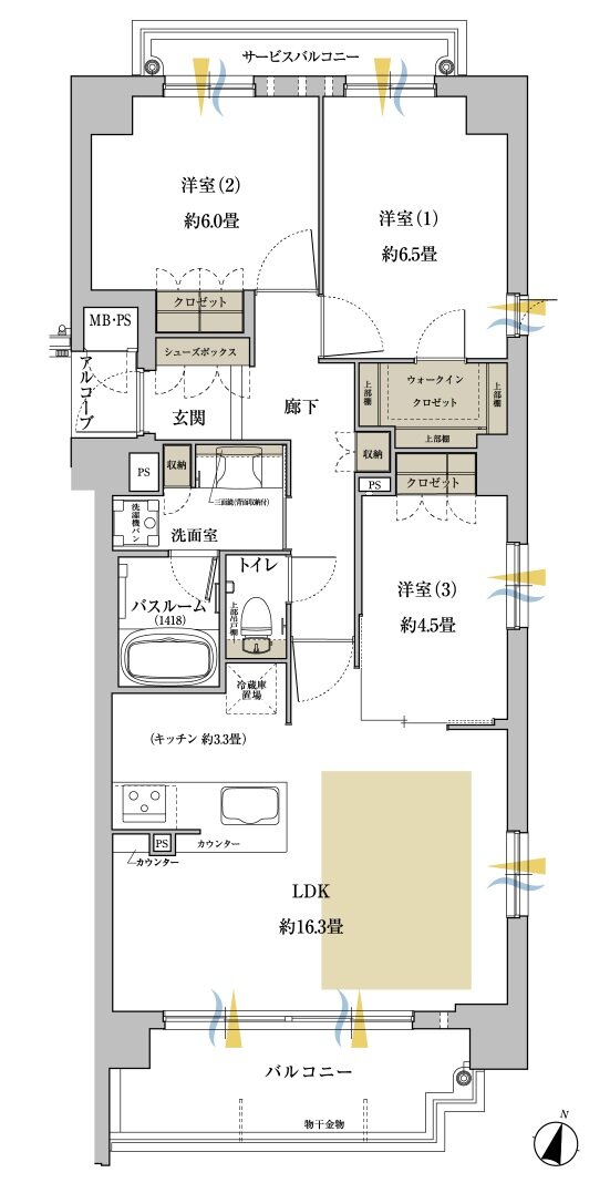 ワコーレ神戸上筒井通レジデンス 間取り D type