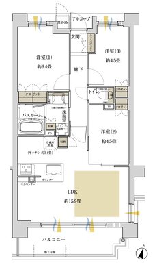 ワコーレ神戸上筒井通レジデンス 間取り F type