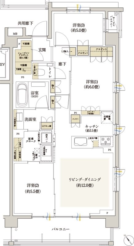 リビオ浦安ザ・プレイス 間取り Aタイプ