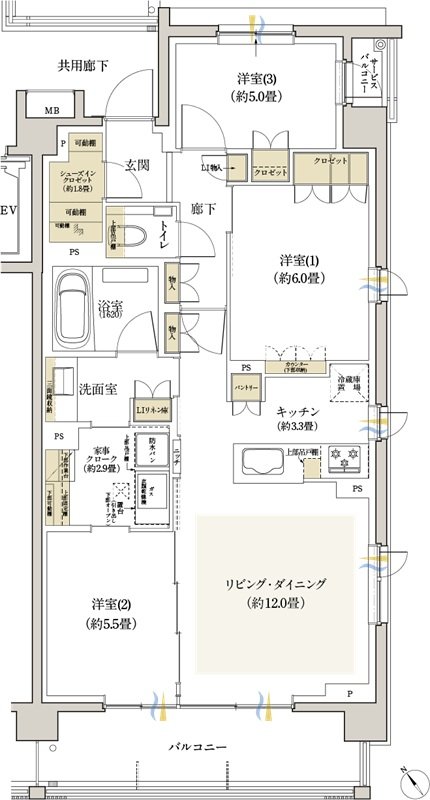 リビオ浦安ザ・プレイス 間取り Aタイプ
