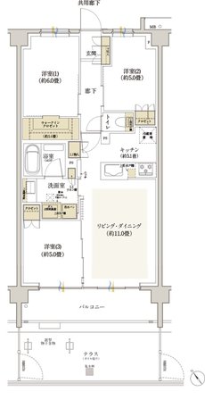 リビオ浦安ザ・プレイス 間取り C1tタイプ