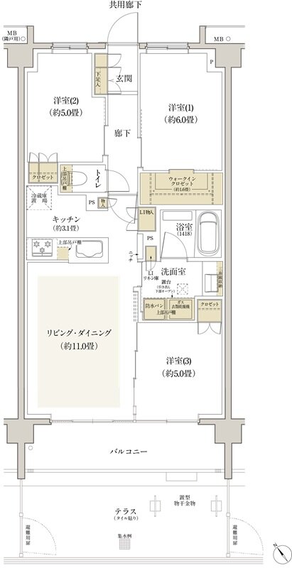 リビオ浦安ザ・プレイス 間取り C3tタイプ