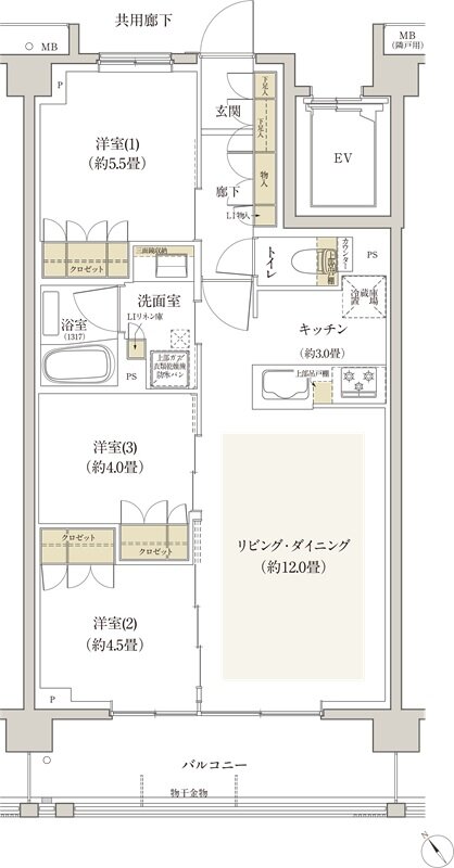 リビオ浦安ザ・プレイス 間取り Bタイプ