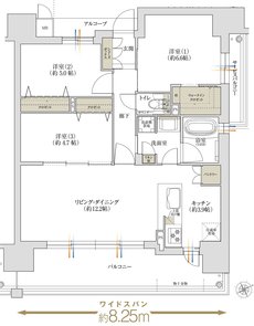 グランアッシュ住吉万代東REVE 間取り D2 type