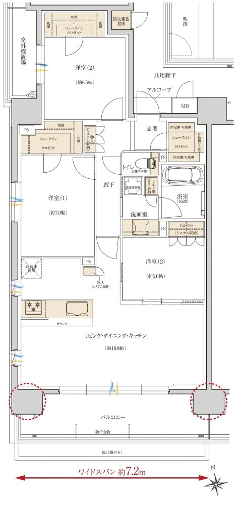 レ・ジェイド西宮ミッドプレイス 間取り B TYPE