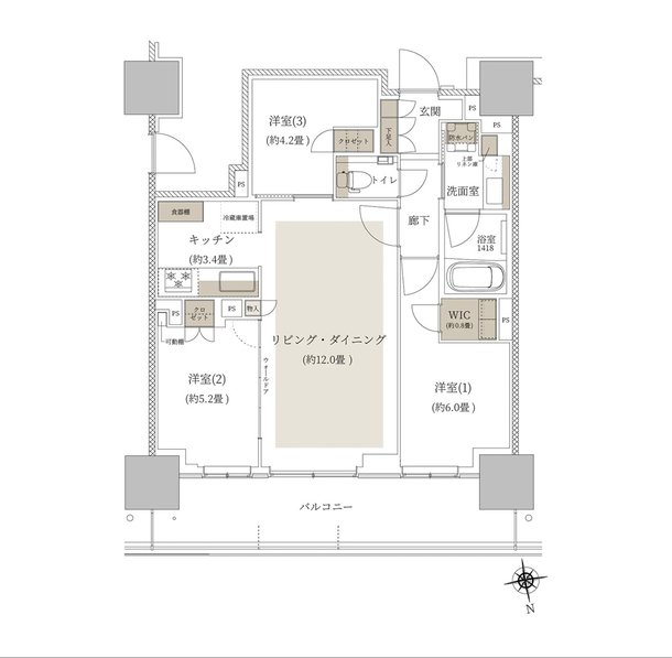 ルネタワー八王子 間取り 70C1 TYPE