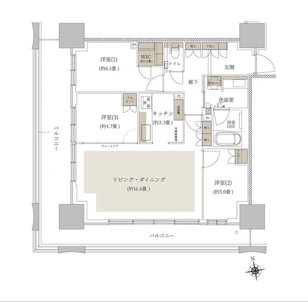 ルネタワー八王子 間取り 80B1 TYPE