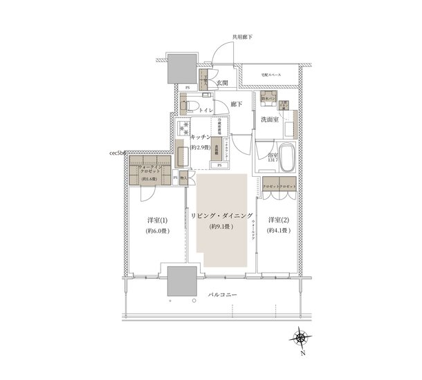 ルネタワー八王子 間取り 55B1 TYPE
