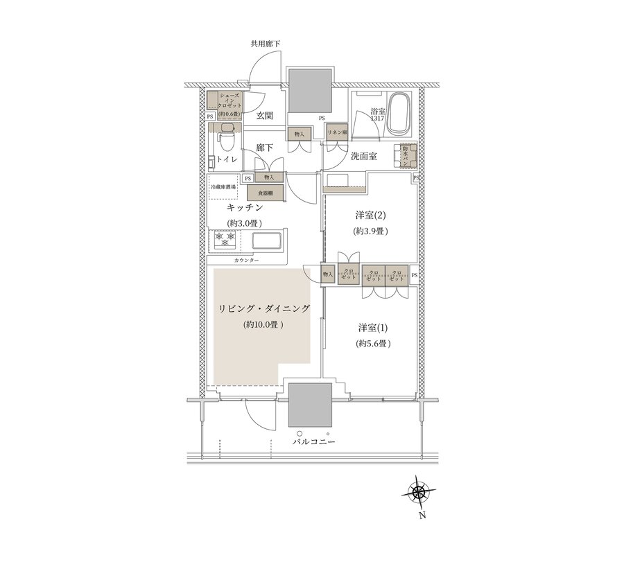 ルネタワー八王子 間取り 55C TYPE