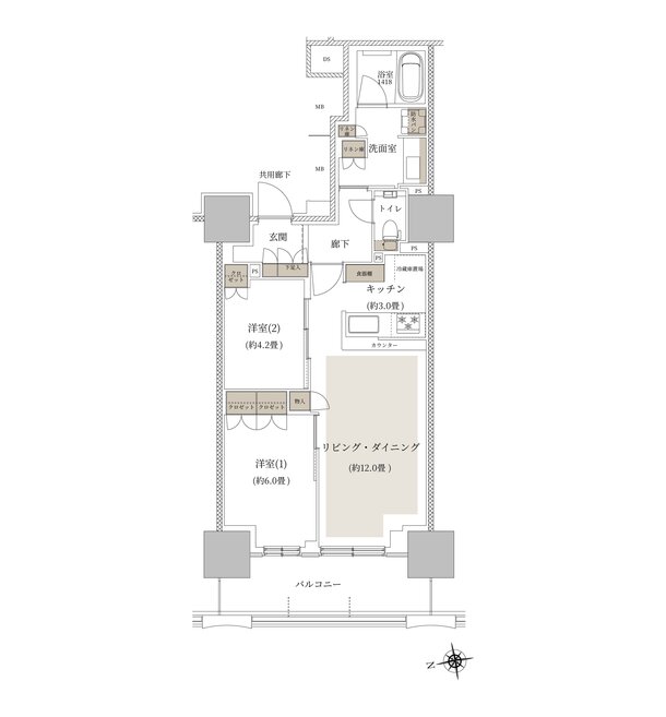 ルネタワー八王子 間取り 60B1 TYPE