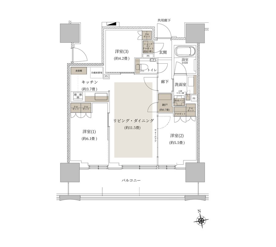 ルネタワー八王子 間取り 70A1 TYPE