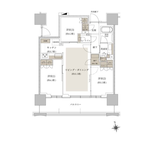 ルネタワー八王子 間取り 70A1 TYPE