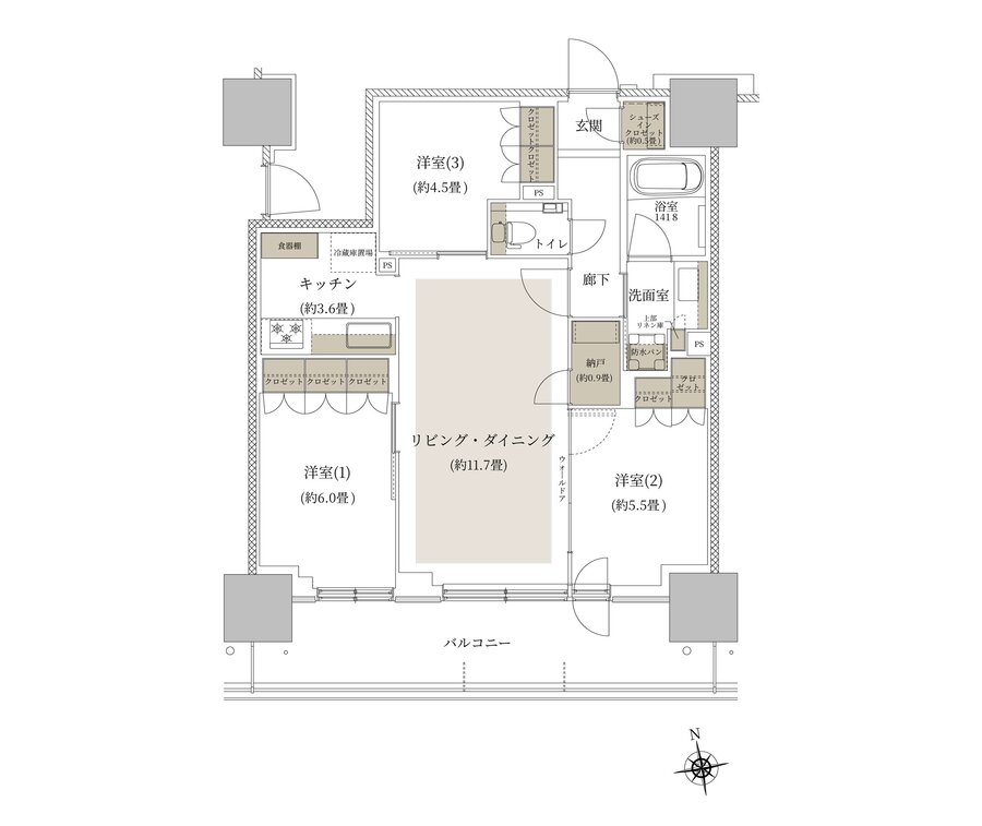 ルネタワー八王子 間取り 70E1 TYPE