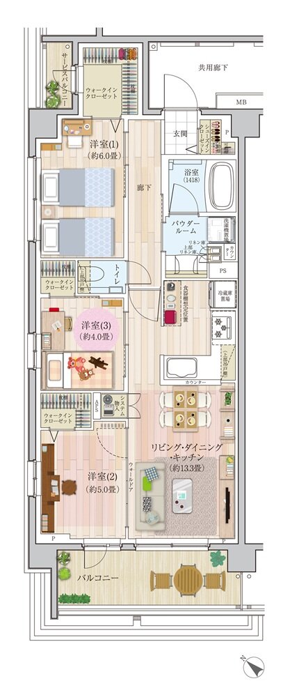 エクセレントシティ久米川ステーションサイド 間取り B type