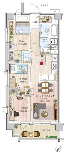 エクセレントシティ久米川ステーションサイド 間取り E type