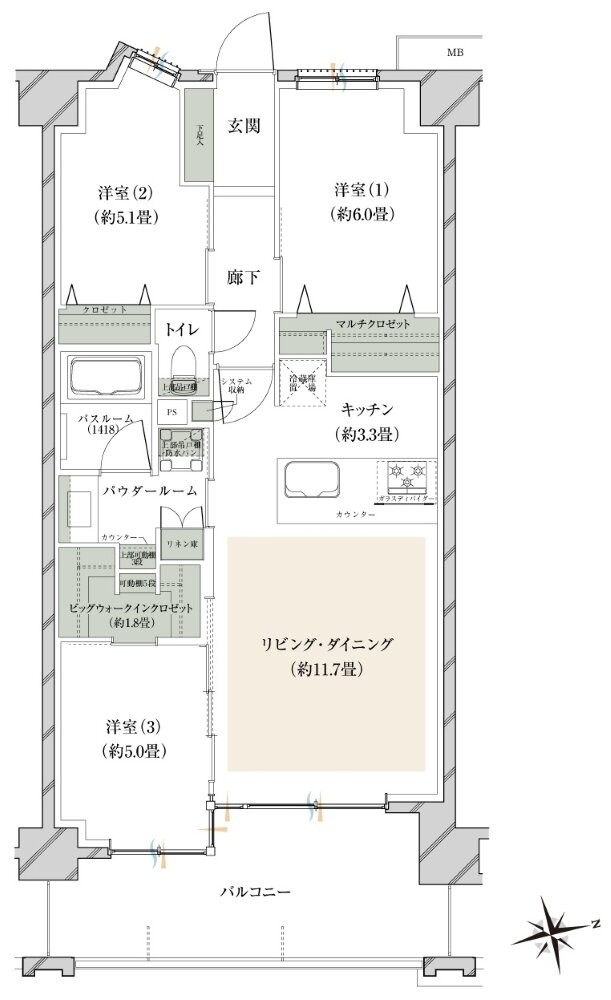 ヴェレーナグラン府中美好 間取り CB2 TYPE