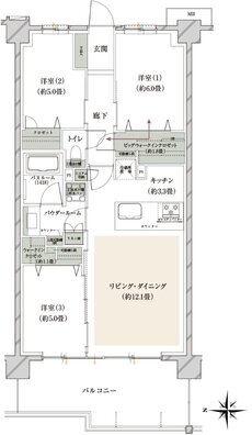 ヴェレーナグラン府中美好 間取り AE TYPE(第3期1次予告住戸)