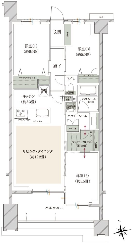 ヴェレーナグラン府中美好 間取り BD TYPE(第3期1次予告住戸)