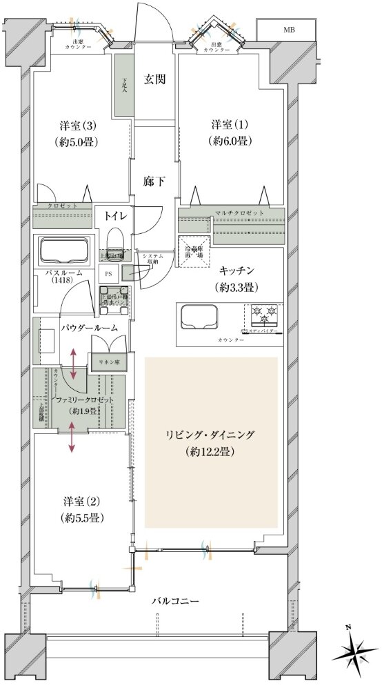 ヴェレーナグラン府中美好 間取り BF2 TYPE(第3期1次予告住戸)