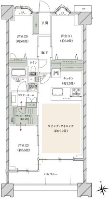 ヴェレーナグラン府中美好 間取り BF2 TYPE(第3期1次予告住戸)