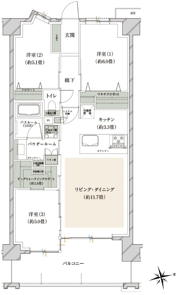 ヴェレーナグラン府中美好 間取り CB1 TYPE(第3期1次予告住戸)