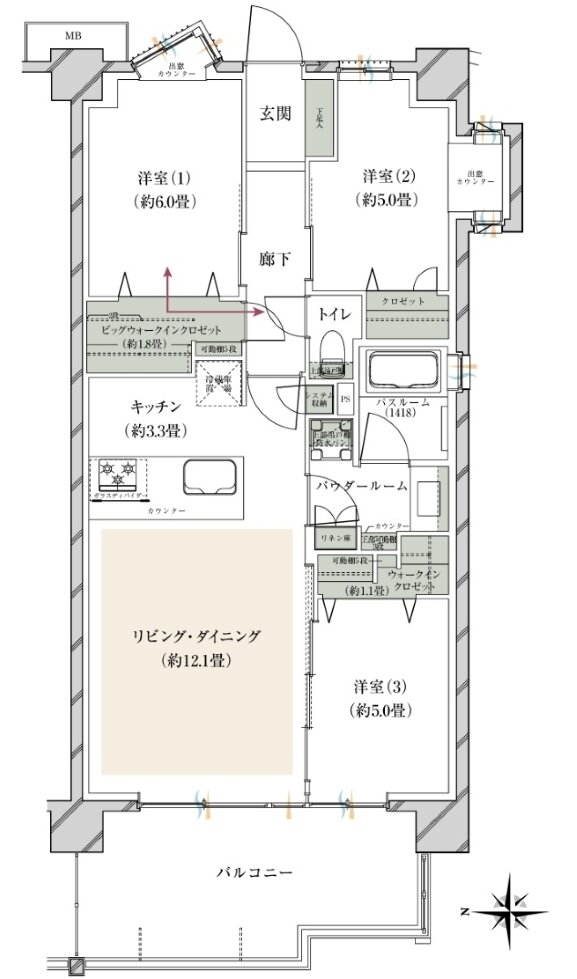 ヴェレーナグラン府中美好 間取り AF1 TYPE ※第5期1次予告