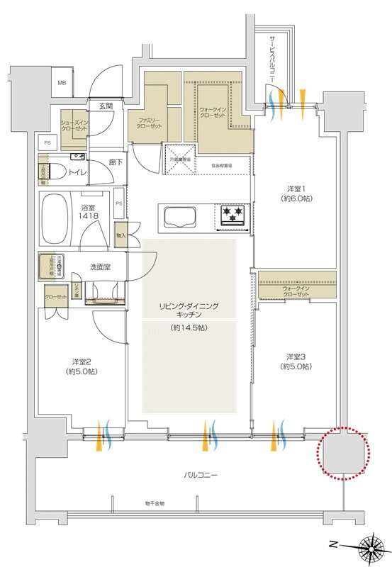 プレシス追浜駅前 間取り Hタイプ