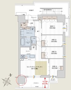 プレサンス ロジェ 四日市駅SOUTH 間取り Fタイプ
