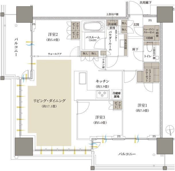 プレミストタワー船橋 間取り 80F type