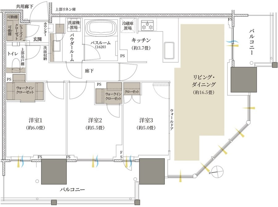 プレミストタワー船橋 間取り 80E type
