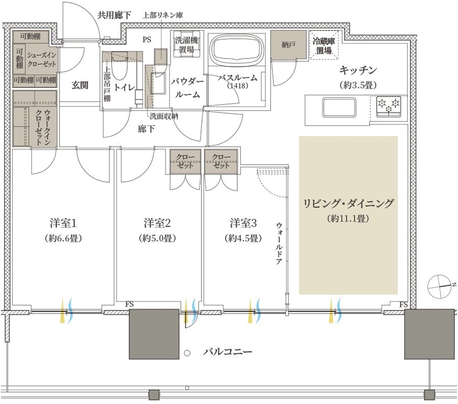 プレミストタワー船橋 間取り 65E-1 type