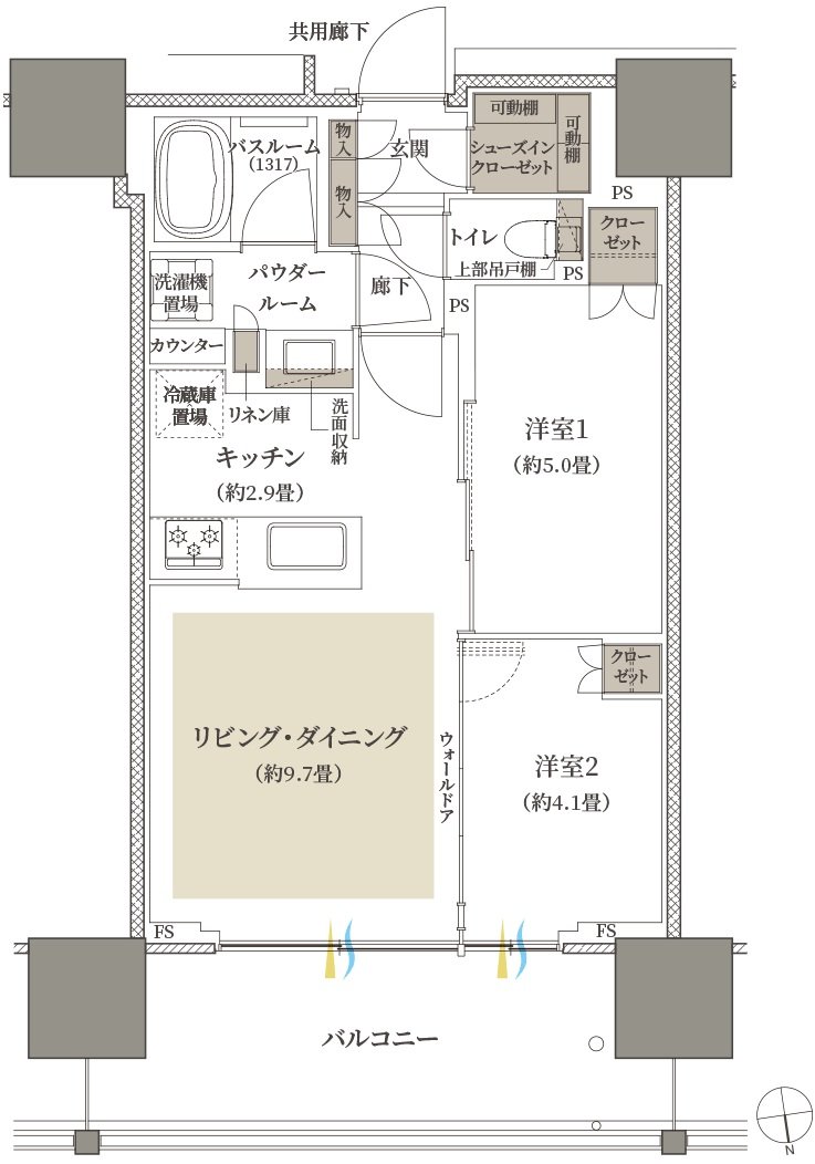 プレミストタワー船橋 間取り 50B-1 type