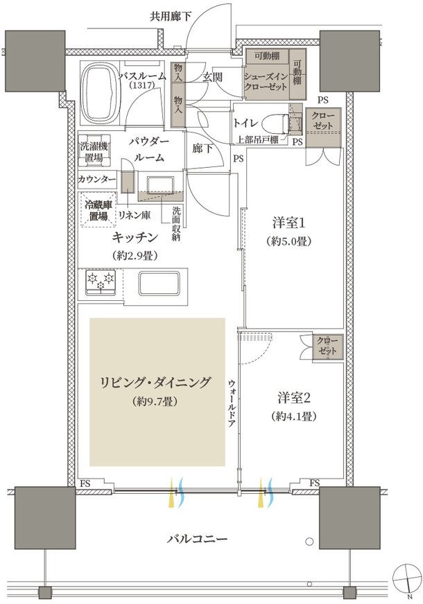 プレミストタワー船橋 間取り 50B-1 type