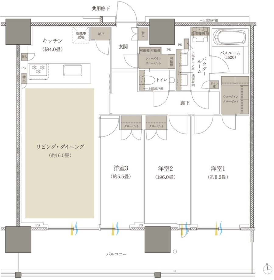 プレミストタワー船橋 間取り 90A-2 type
