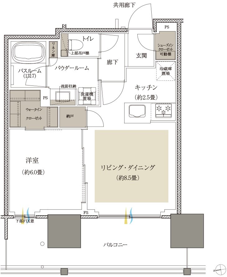 プレミストタワー船橋 間取り 40B-1 type