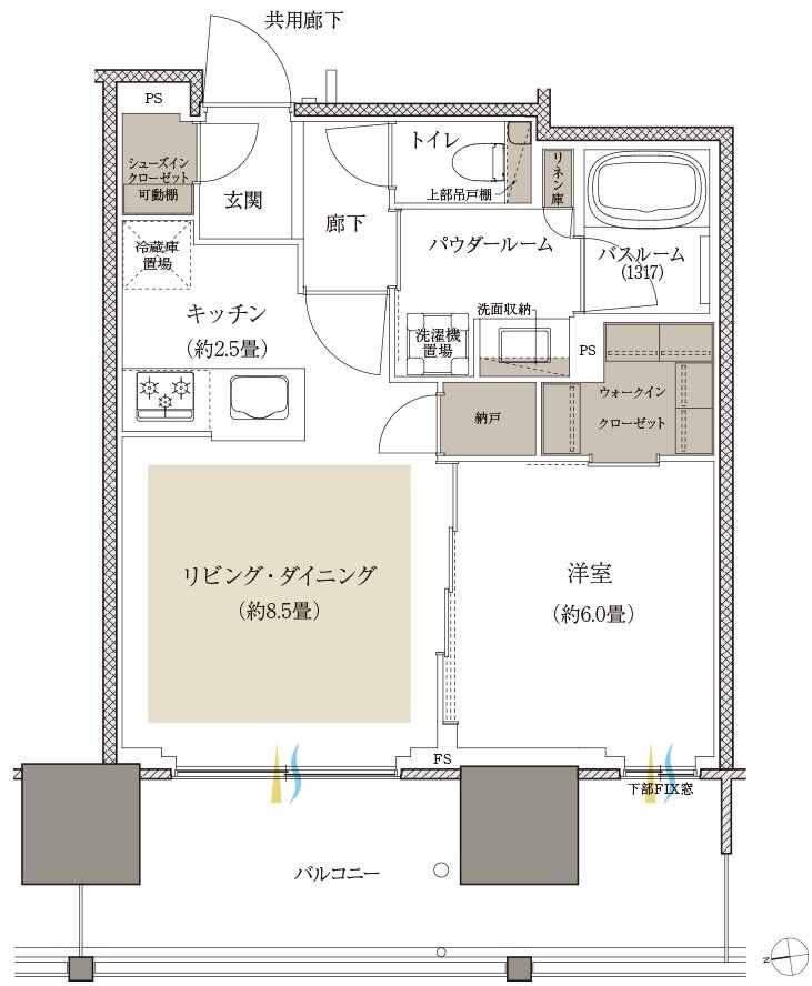 プレミストタワー船橋 間取り 40B-2 type