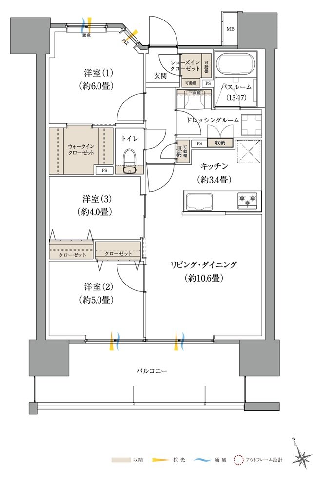 サーパス熊谷銀座レジデンス 間取り Bタイプ