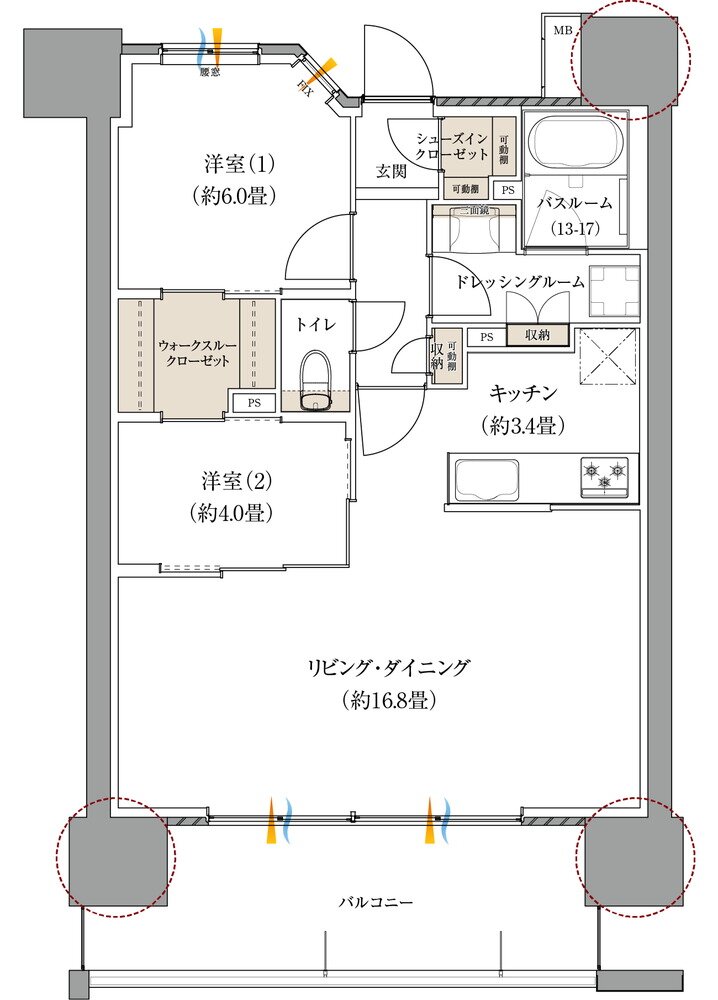 サーパス熊谷銀座レジデンス 間取り Bタイプ（メニュープラン）