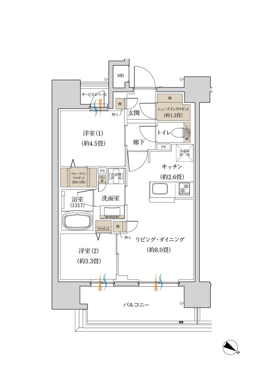 ウエリス赤坂BAYSIDE 間取り A type
