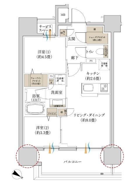ウエリス赤坂BAYSIDE 間取り A type