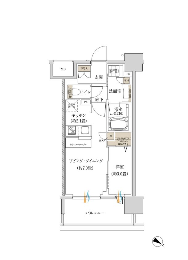 ウエリス赤坂BAYSIDE 間取り B2 type