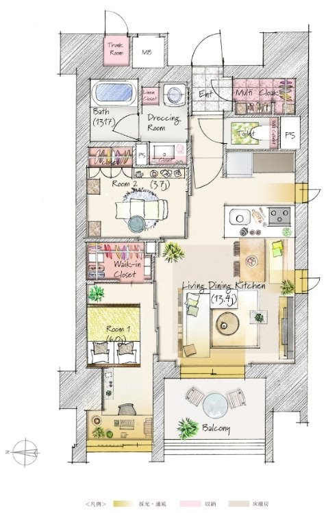 SOLTIA WEST CITY FRONT(ソルティア ウエストシティ フロント) 間取り B1タイプ